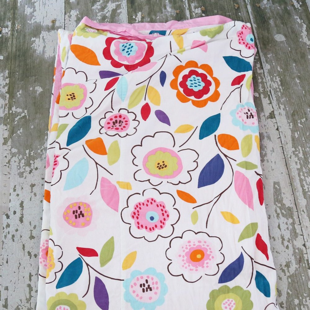 Pottery Barn Teen Pink White Flower Corduroy Duvet cover quilt cover bedroom
